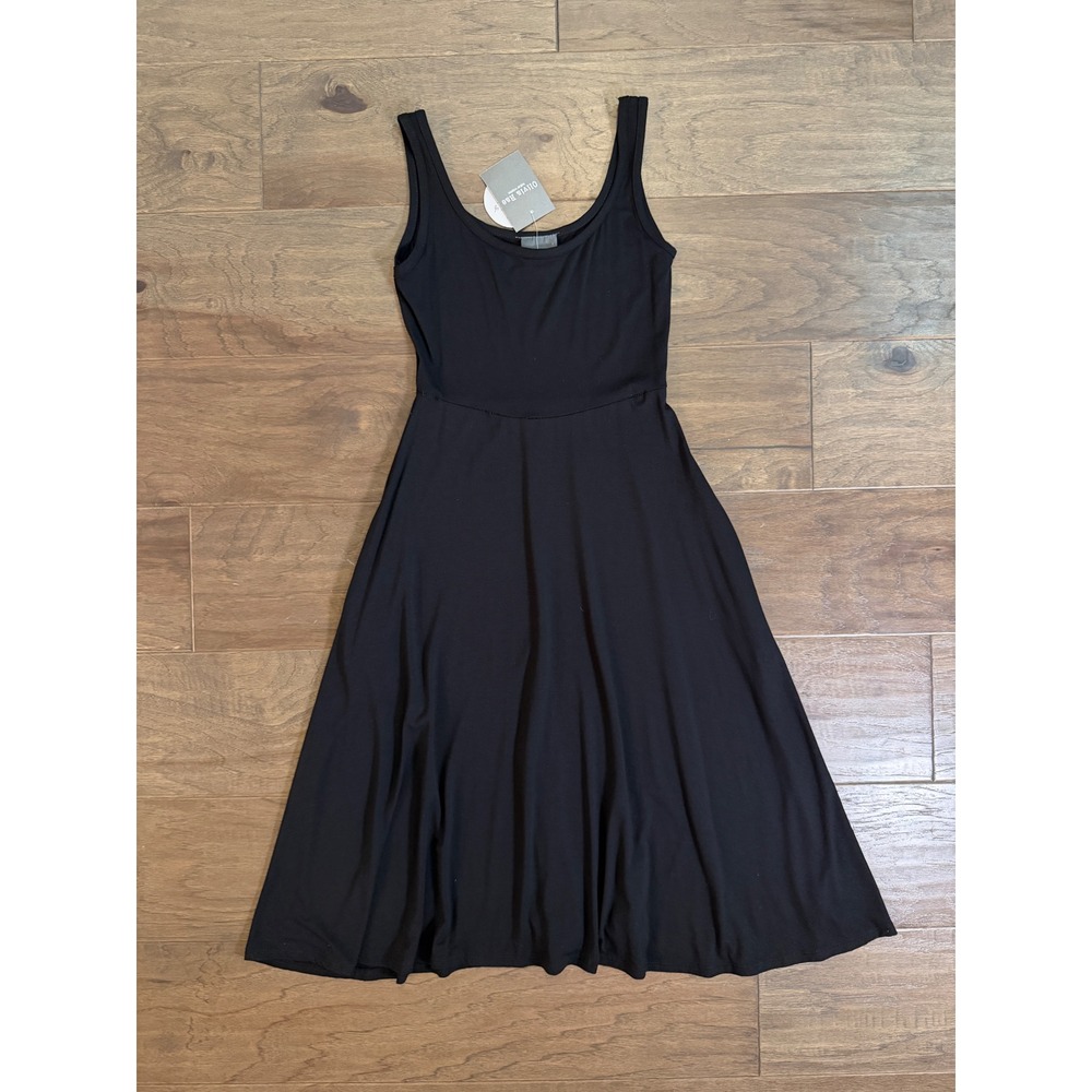 Olivia Rae New York Black Scoop Neck Midi Fit and Flare Pocket Dress Small NWT‎